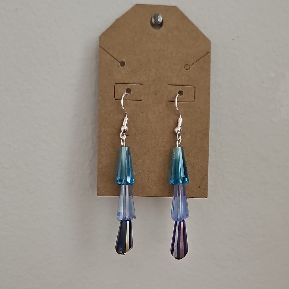 Chic Blue and Silver Dangle Earrings